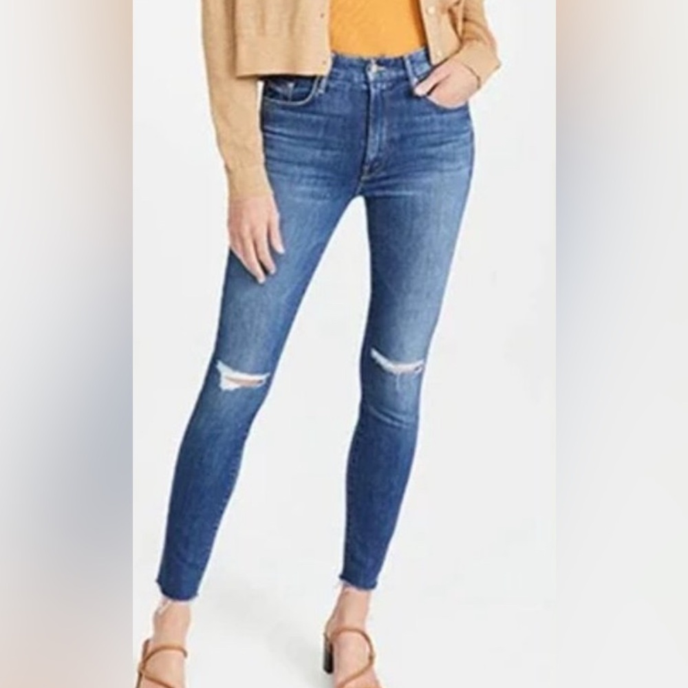 Mother High Waisted Looker Ankle Fray in Nature Tune Up. Size 26. EUC